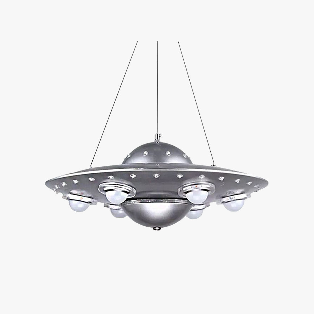 Alessio Modern UFO Metal Kids Pendant Light, Silver