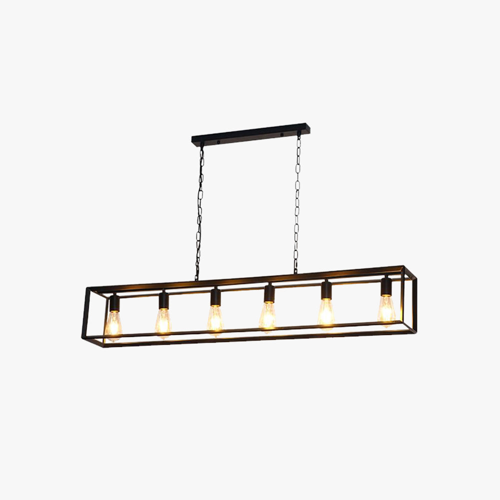 Alessio Rectangle Pendant Light, Brass&Black, 5/6 Heads