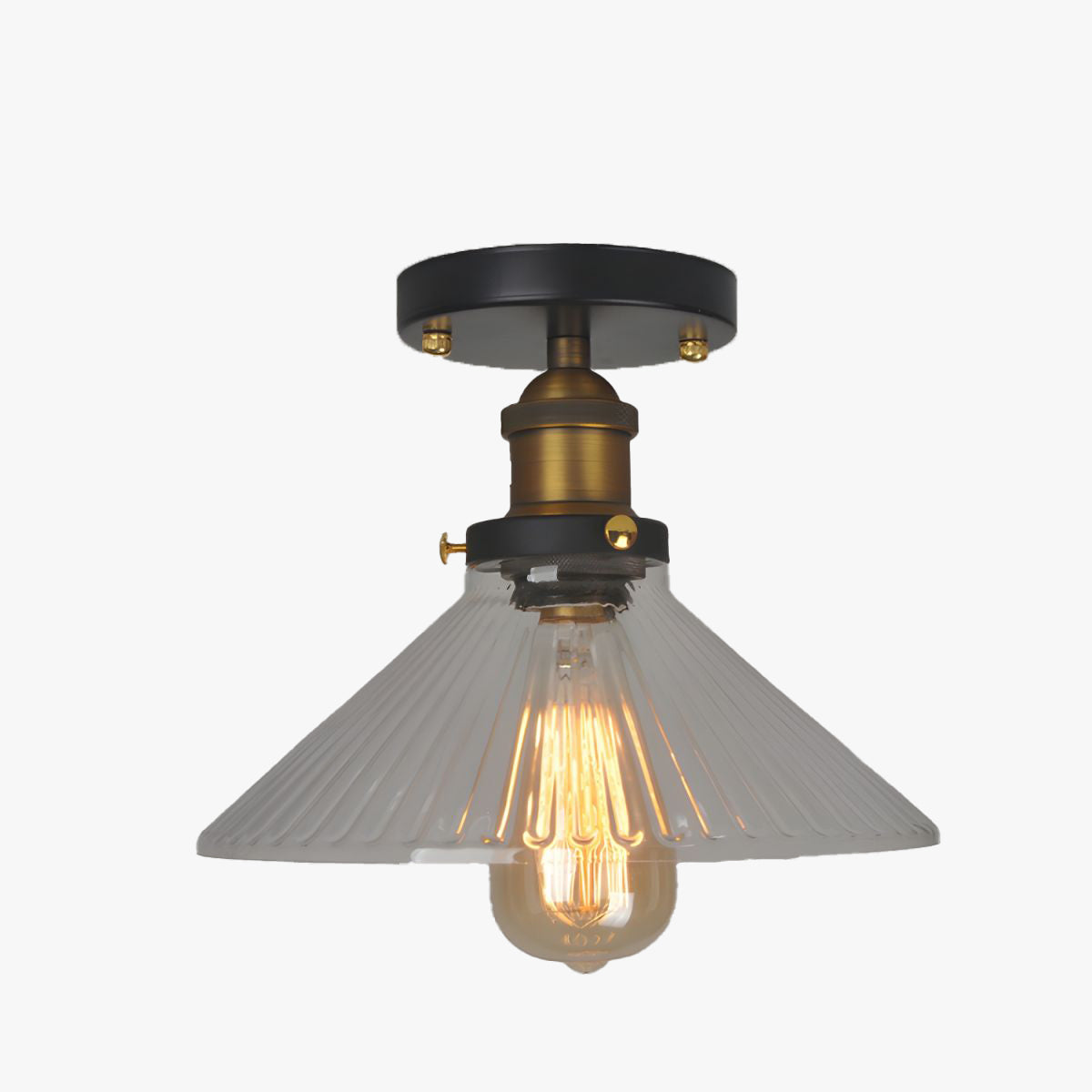 Alessio Industriële Glazen Inbouw Plafondlamp Zwart Woonk/Eetk/Slaapkamer