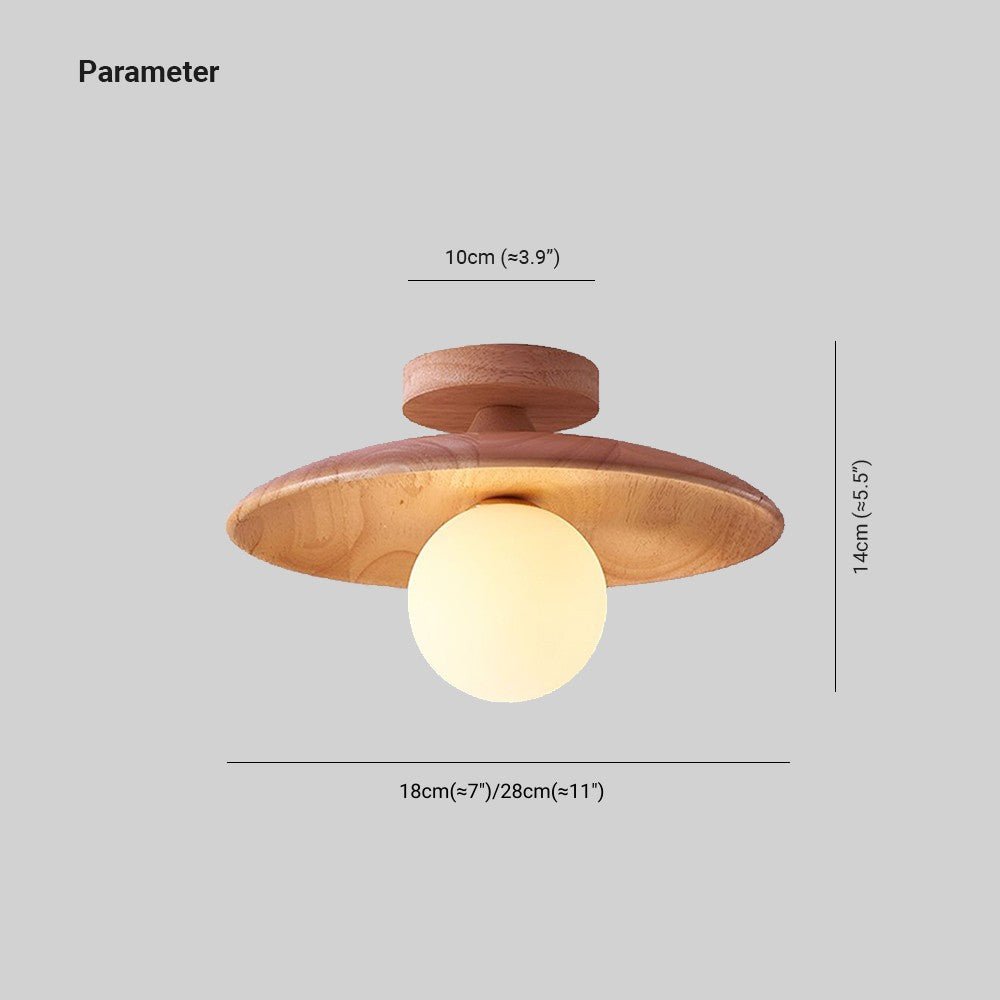 Carins Moderne Plafondlamp Naturel/Walnoot Hout/Glas Slaapkamer