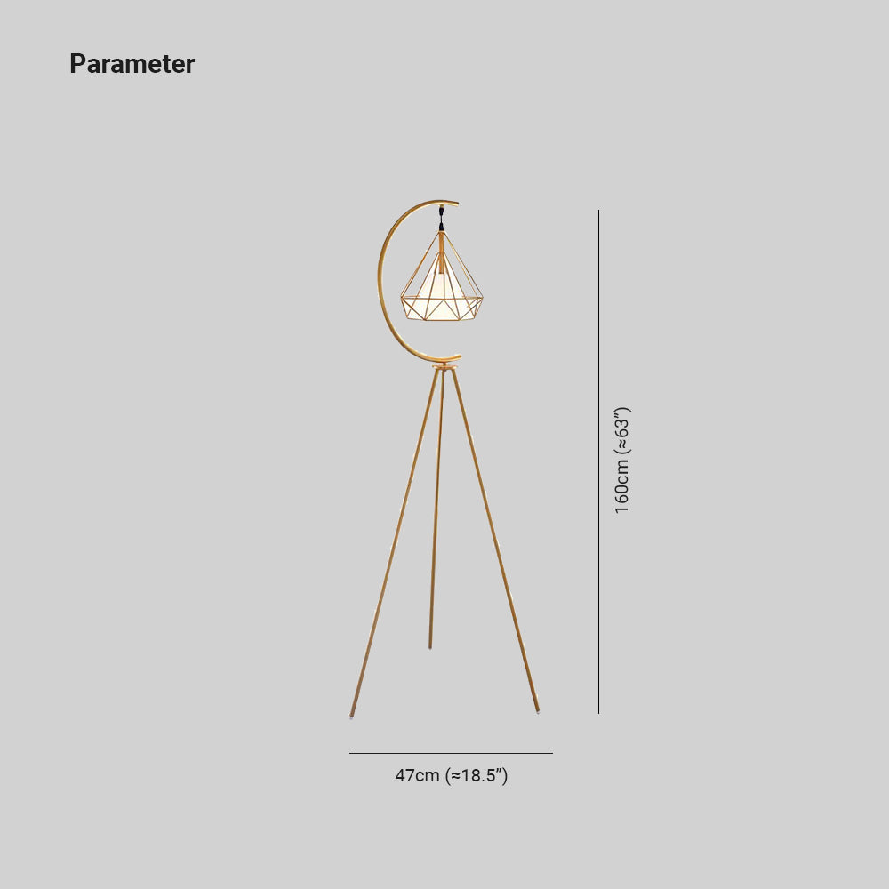 Eryn Moderne Diamanten Vloerlamp, Zwart/Goud, Metaal, Slaapkamer