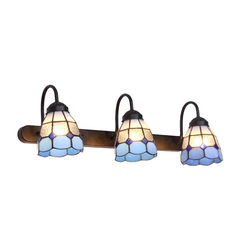 Baxter Bloemvormige Metalen Wandlampen, Zwart/Wit/Blauw
