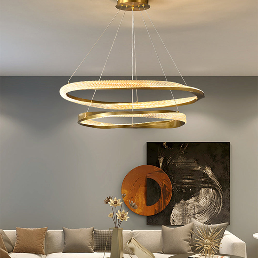 Arisha Minimalist  Ring Spiral Shape Metal Pendant Light,Gold