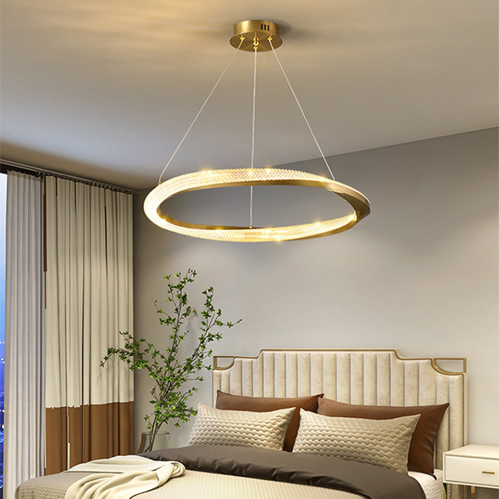 Arisha Minimalist  Ring Spiral Shape Metal Pendant Light,Gold