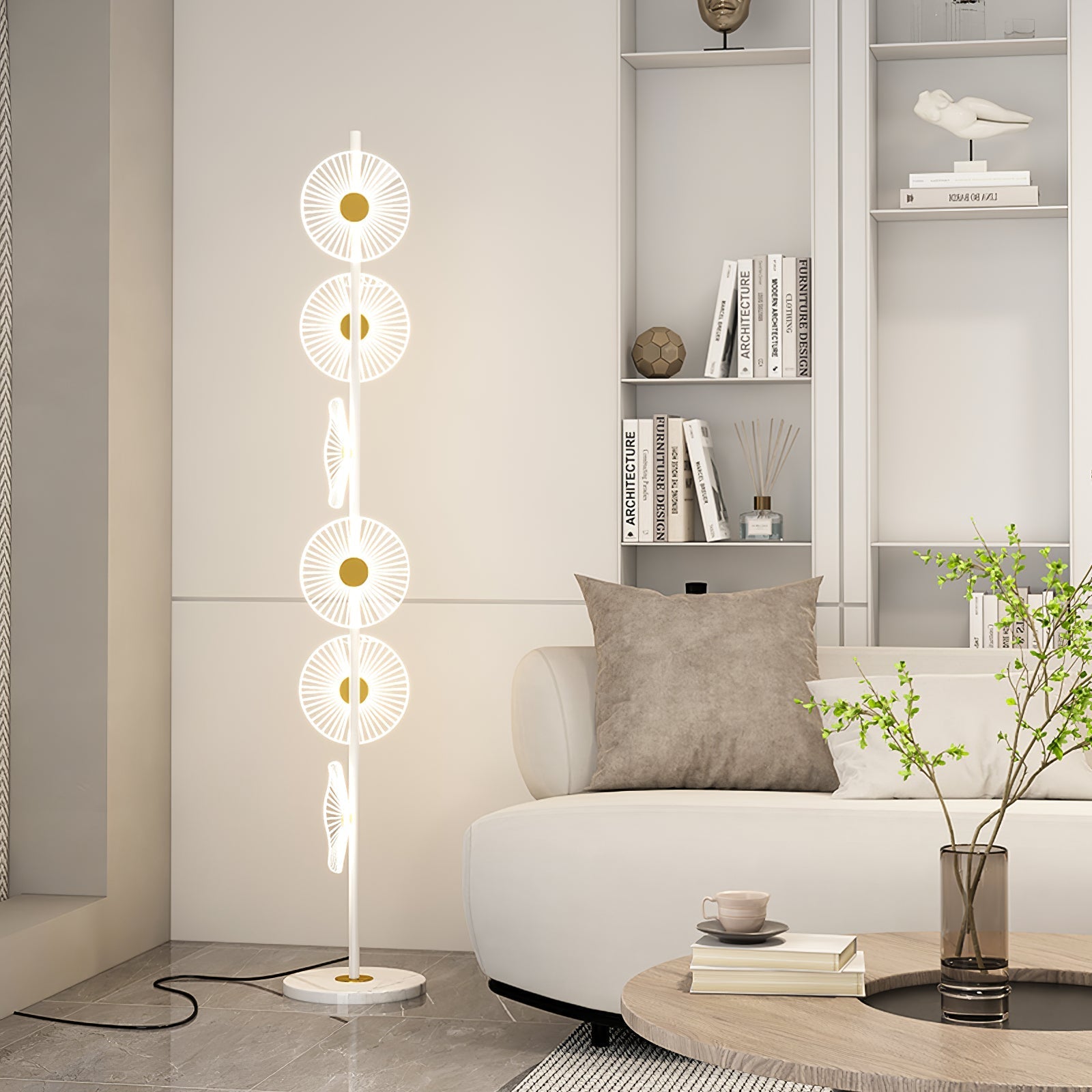 Carins Moderne Design LED Vloerlamp Wit/Goud Metaal Slaapkamer