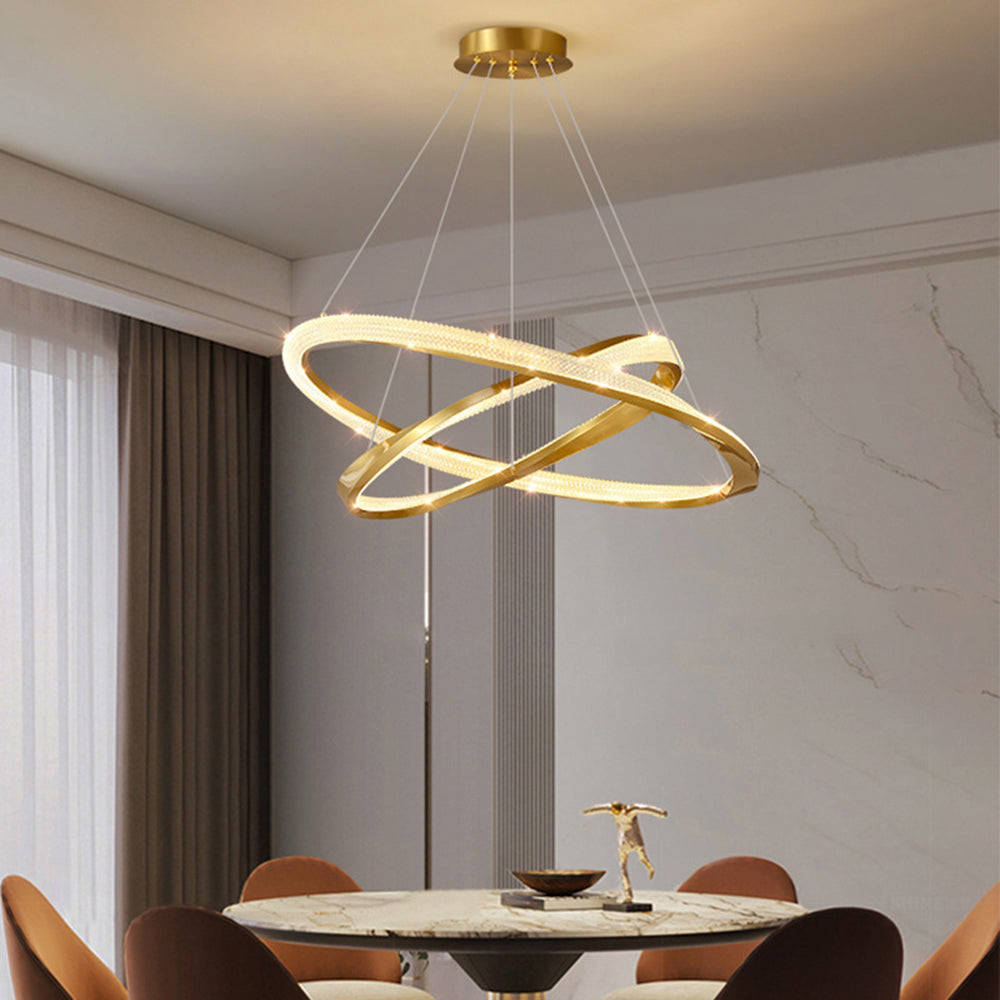 Arisha Minimalist  Ring Spiral Shape Metal Pendant Light,Gold