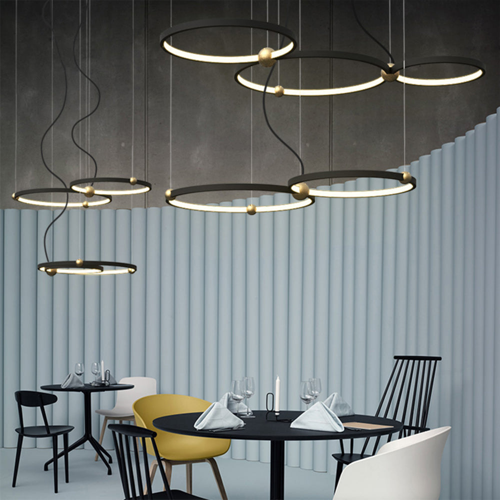 Arisha Minimalist Ring Metal Pendant Light, Black