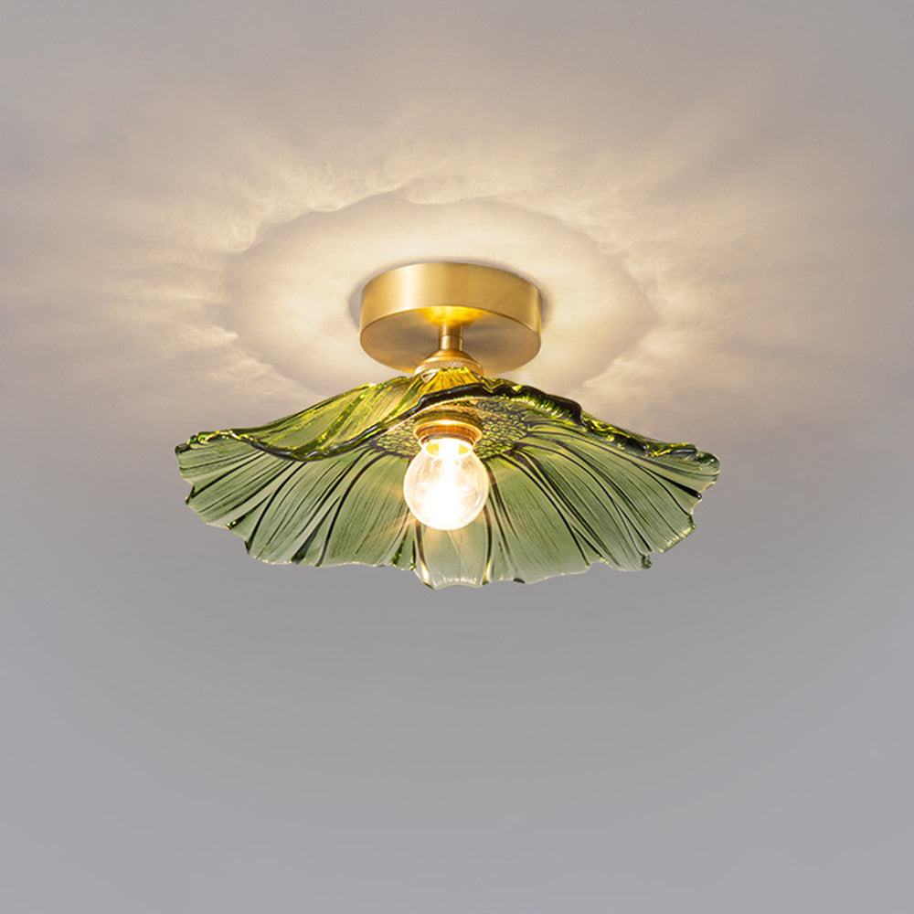 Carins Art Deco Bloem LED Hanglamp/Plafondlamp Helder/Groen Glas