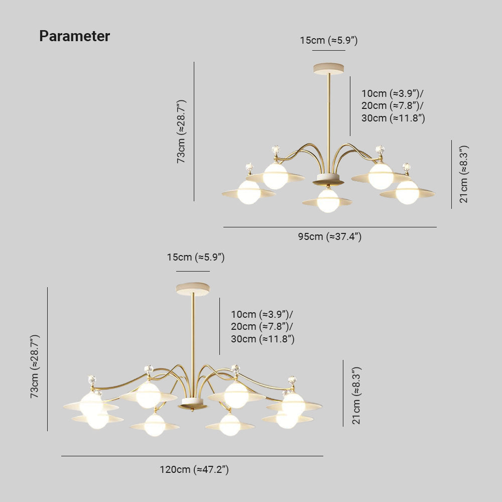 Carins Moderne Design LED Grote Kroonluchter Goud Glas/Kristal