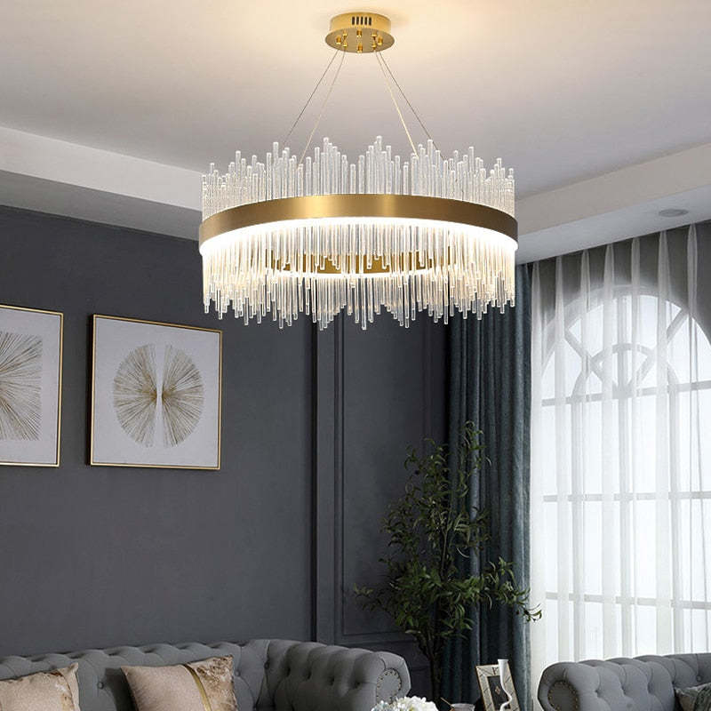 Marilyn Design Ronde LED Hanglamp Metaal/Kristal Goud Slaapkamer/Woonkamer/Eetkamer