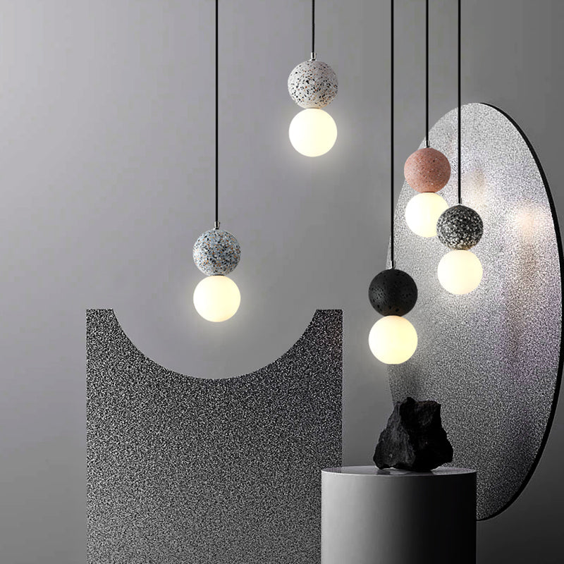 Valentina Moderne Bollen Kleine LED Hanglampen Zwart Wit Glas Eettafel