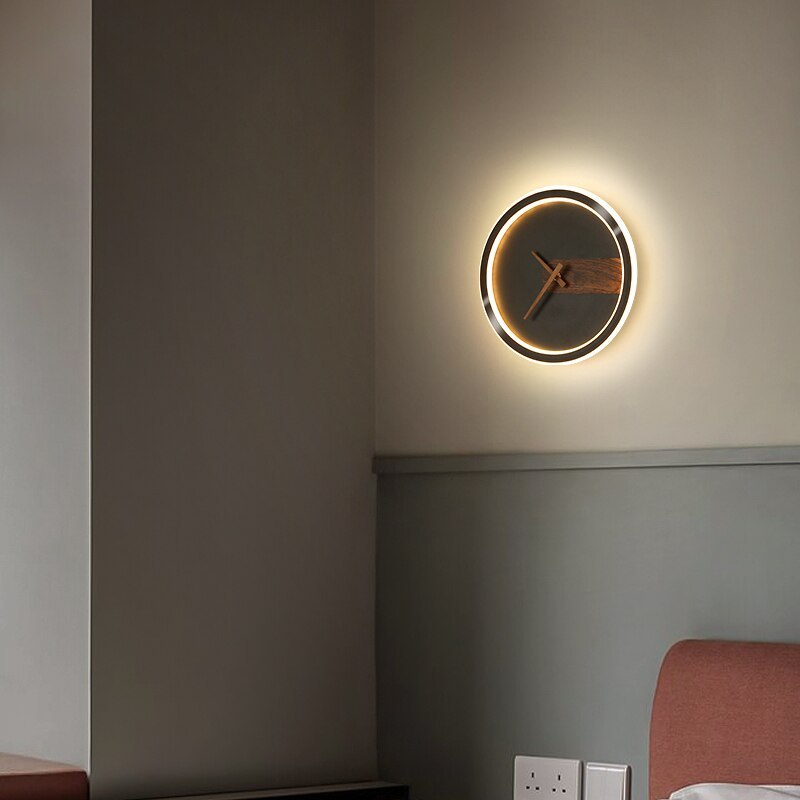 Nielsen Modern Klok LED Wandlamp Metaal/Silicagel Wit/Zwart/Goud Slaap/Woon/Eetkamer