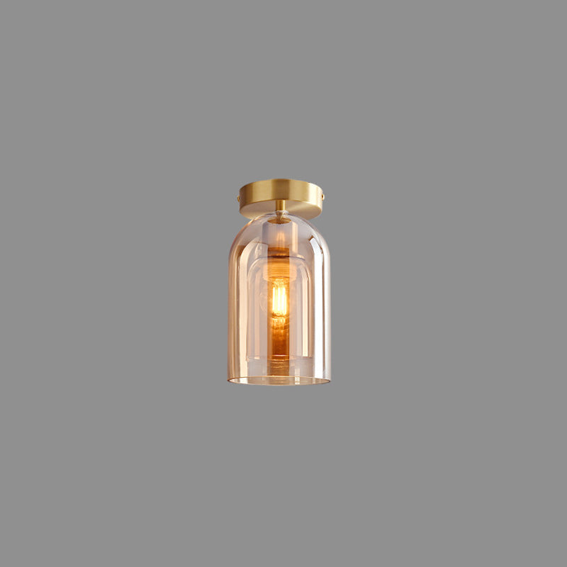 Sanna Vintage LED Plafondlamp Rookgrijs Cognac Metaal Glas Slaapkamer Woonkamer
