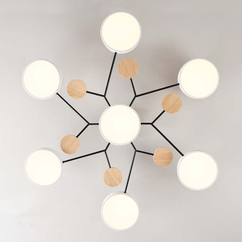 Sienna Ronde Moderne LED Plafondlampen Wit Grijs Groen Hout Metaal