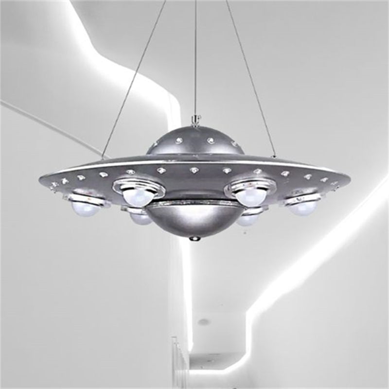 Alessio Modern UFO Metal Kids Pendant Light, Silver